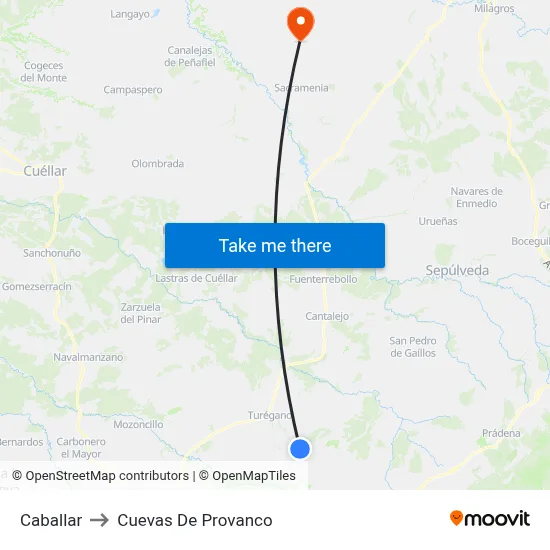 Caballar to Cuevas De Provanco map