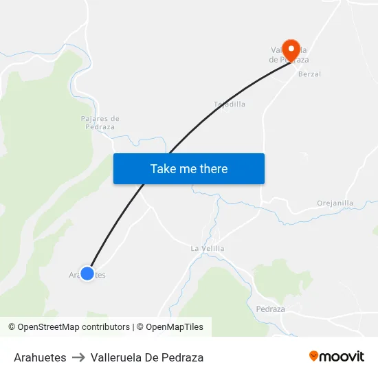 Arahuetes to Valleruela De Pedraza map