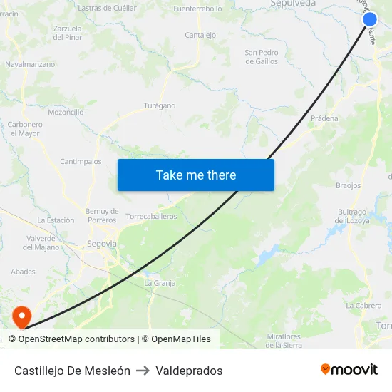 Castillejo De Mesleón to Valdeprados map