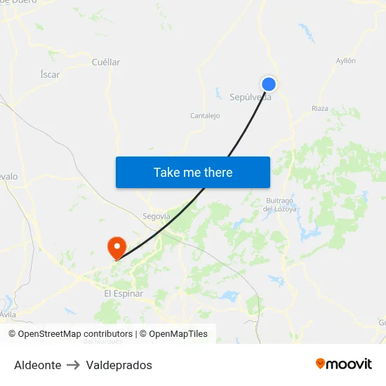 Aldeonte to Valdeprados map