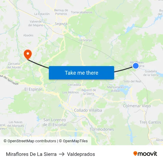 Miraflores De La Sierra to Valdeprados map