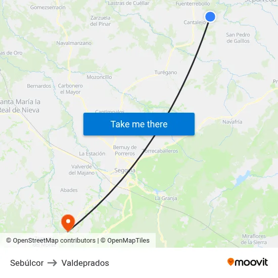 Sebúlcor to Valdeprados map