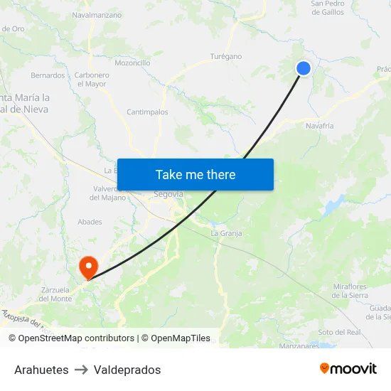 Arahuetes to Valdeprados map