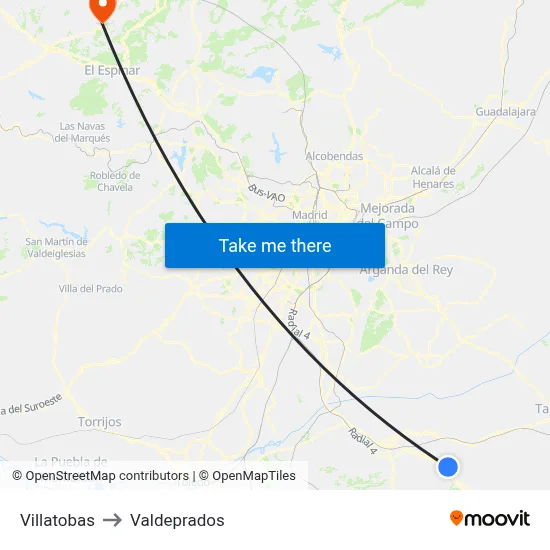 Villatobas to Valdeprados map