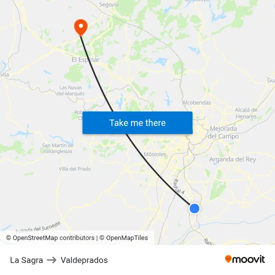 La Sagra to Valdeprados map