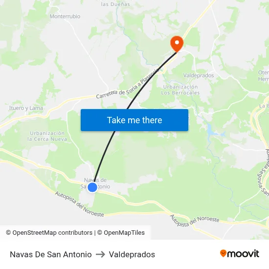 Navas De San Antonio to Valdeprados map