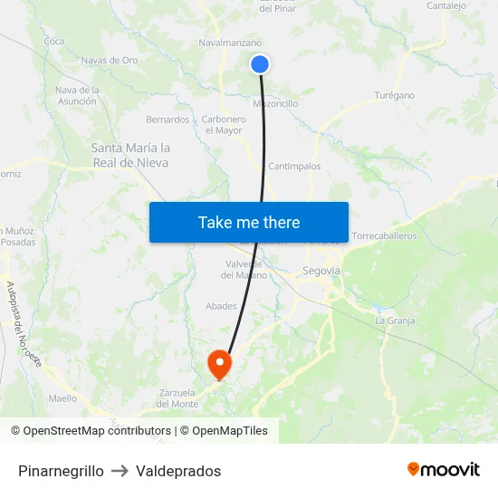 Pinarnegrillo to Valdeprados map