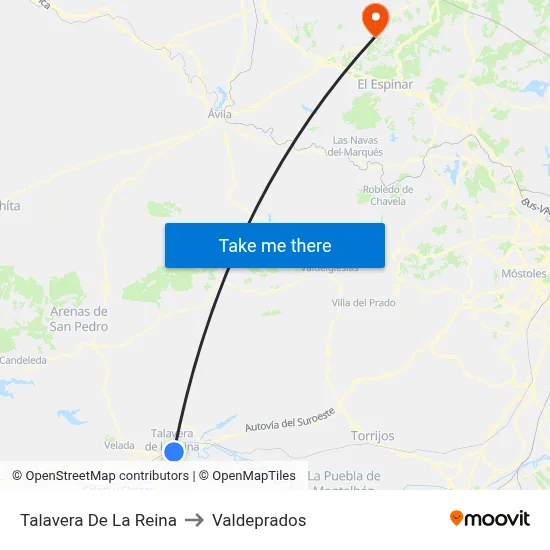Talavera De La Reina to Valdeprados map