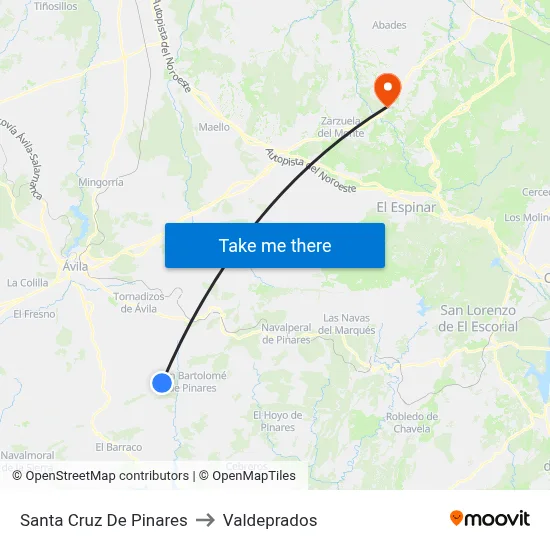 Santa Cruz De Pinares to Valdeprados map