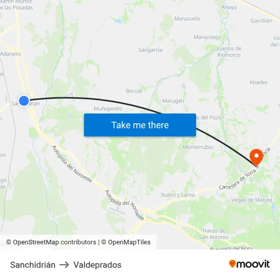 Sanchidrián to Valdeprados map