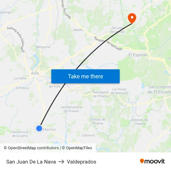 San Juan De La Nava to Valdeprados map