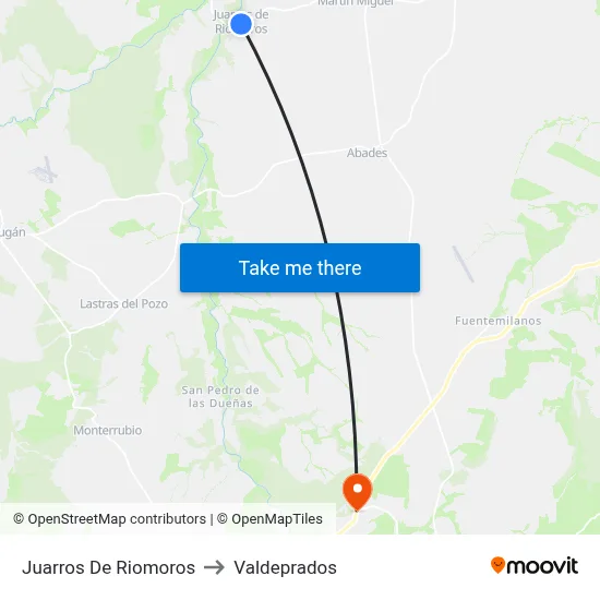 Juarros De Riomoros to Valdeprados map