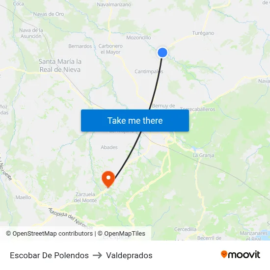 Escobar De Polendos to Valdeprados map