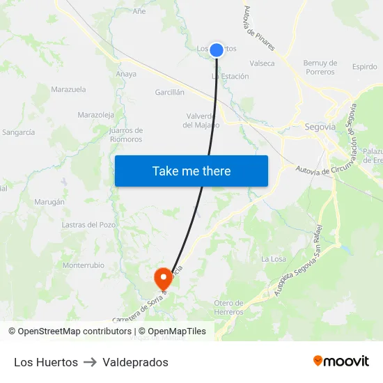 Los Huertos to Valdeprados map