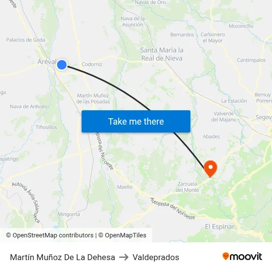 Martín Muñoz De La Dehesa to Valdeprados map