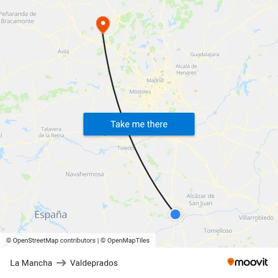 La Mancha to Valdeprados map