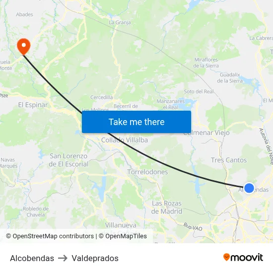 Alcobendas to Valdeprados map