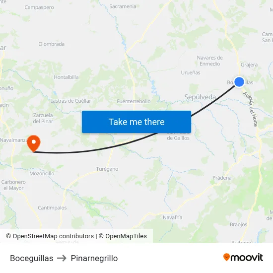 Boceguillas to Pinarnegrillo map