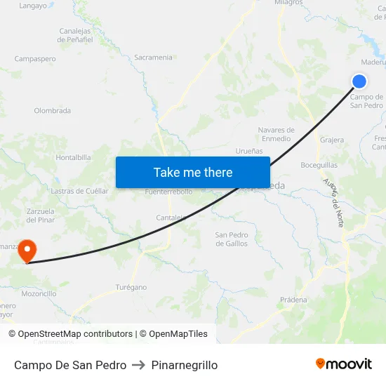 Campo De San Pedro to Pinarnegrillo map