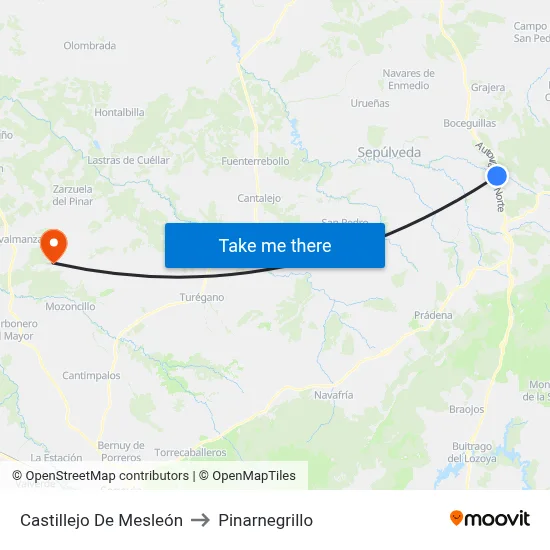 Castillejo De Mesleón to Pinarnegrillo map