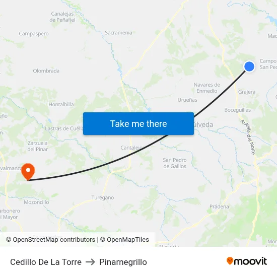 Cedillo De La Torre to Pinarnegrillo map