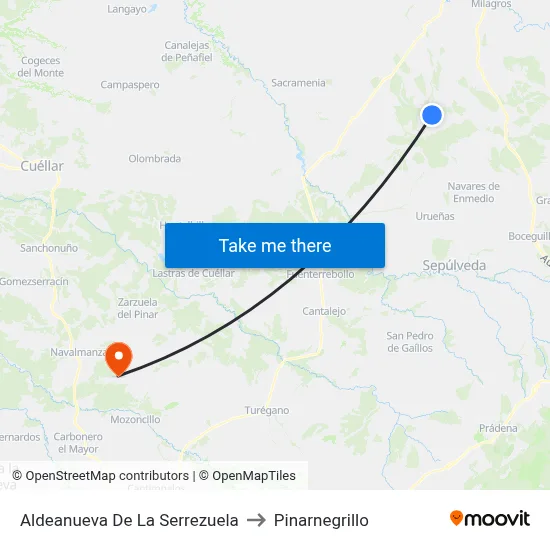 Aldeanueva De La Serrezuela to Pinarnegrillo map