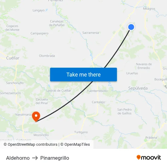 Aldehorno to Pinarnegrillo map