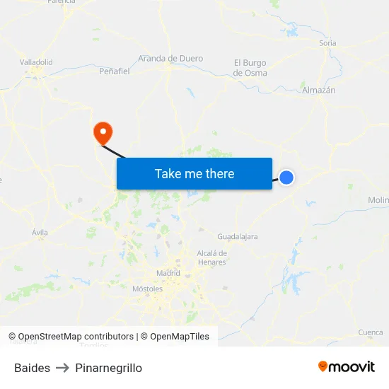 Baides to Pinarnegrillo map