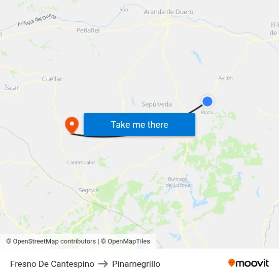 Fresno De Cantespino to Pinarnegrillo map