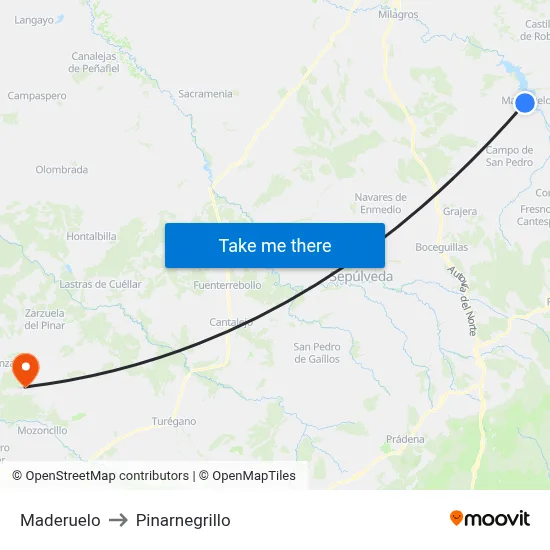 Maderuelo to Pinarnegrillo map