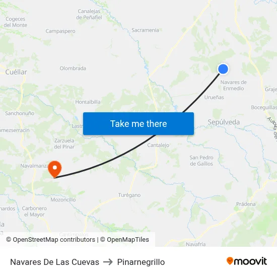 Navares De Las Cuevas to Pinarnegrillo map