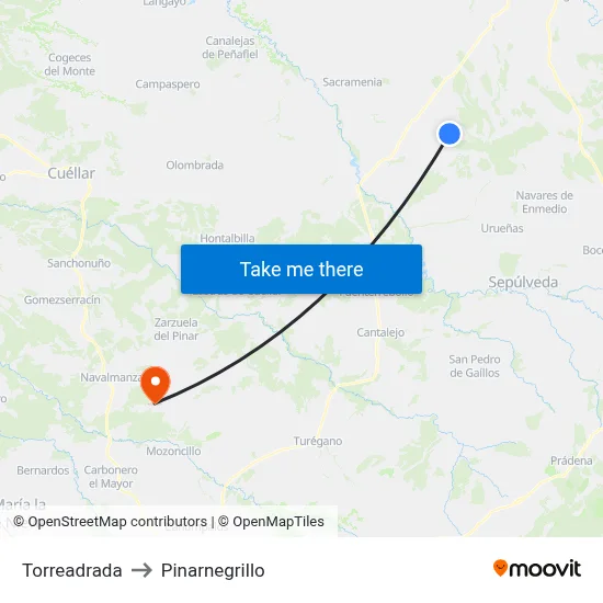 Torreadrada to Pinarnegrillo map