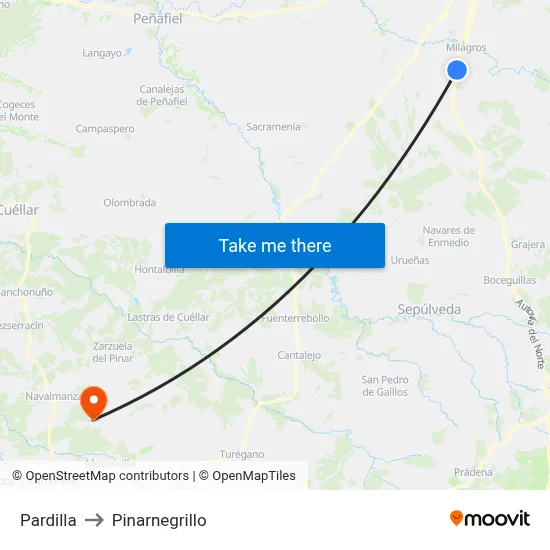 Pardilla to Pinarnegrillo map