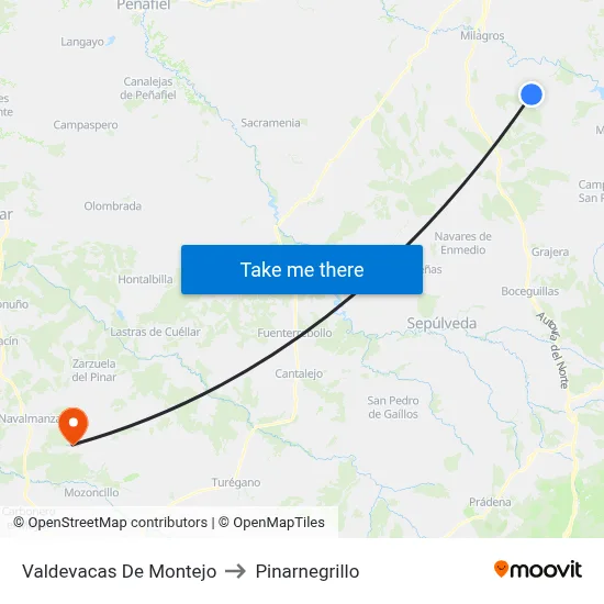 Valdevacas De Montejo to Pinarnegrillo map