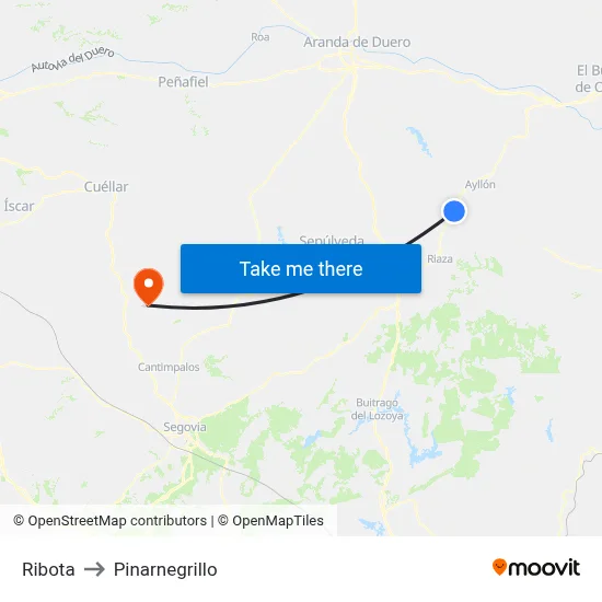Ribota to Pinarnegrillo map