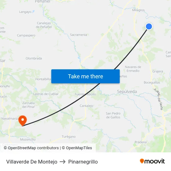Villaverde De Montejo to Pinarnegrillo map