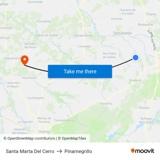 Santa Marta Del Cerro to Pinarnegrillo map