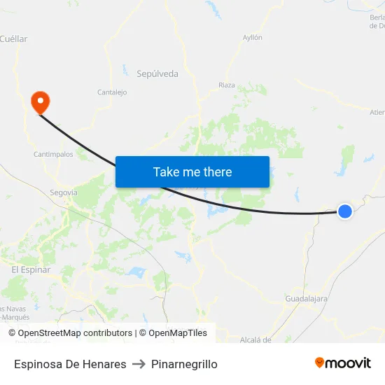 Espinosa De Henares to Pinarnegrillo map