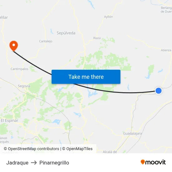 Jadraque to Pinarnegrillo map