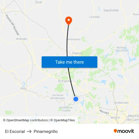 El Escorial to Pinarnegrillo map