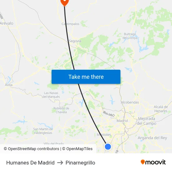 Humanes De Madrid to Pinarnegrillo map