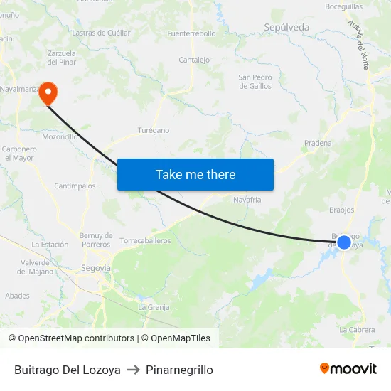 Buitrago Del Lozoya to Pinarnegrillo map