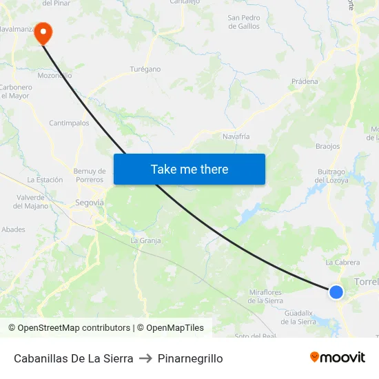 Cabanillas De La Sierra to Pinarnegrillo map