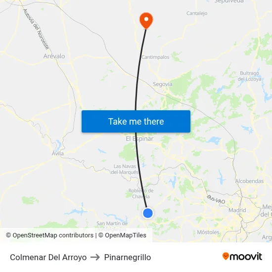 Colmenar Del Arroyo to Pinarnegrillo map