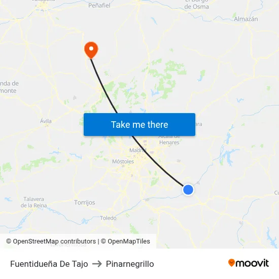 Fuentidueña De Tajo to Pinarnegrillo map