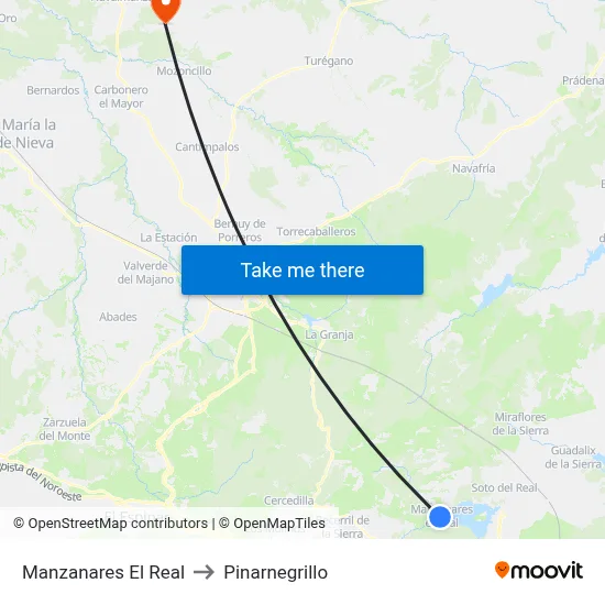 Manzanares El Real to Pinarnegrillo map