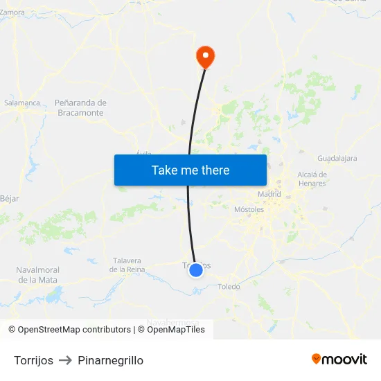 Torrijos to Pinarnegrillo map