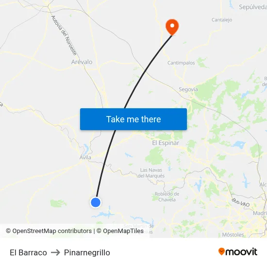 El Barraco to Pinarnegrillo map