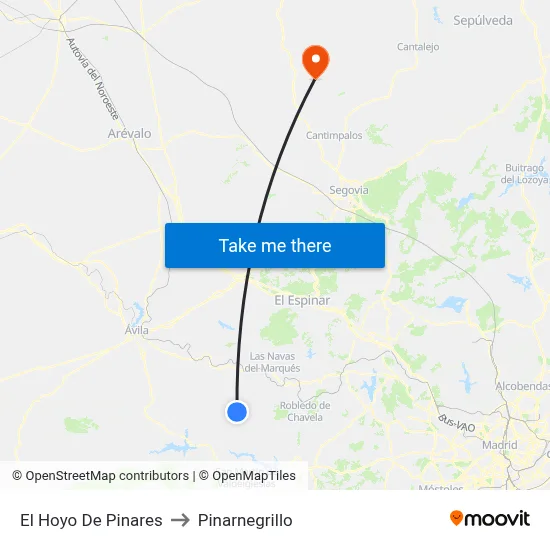 El Hoyo De Pinares to Pinarnegrillo map