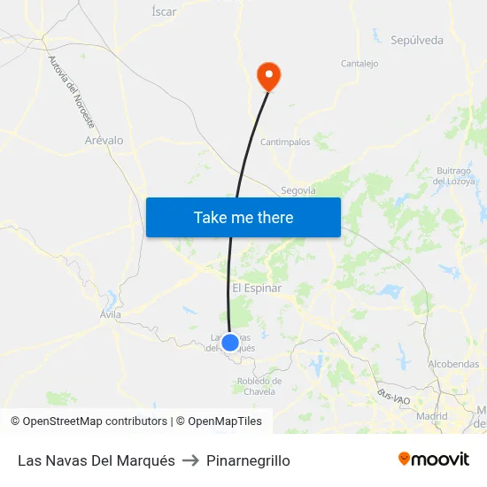 Las Navas Del Marqués to Pinarnegrillo map